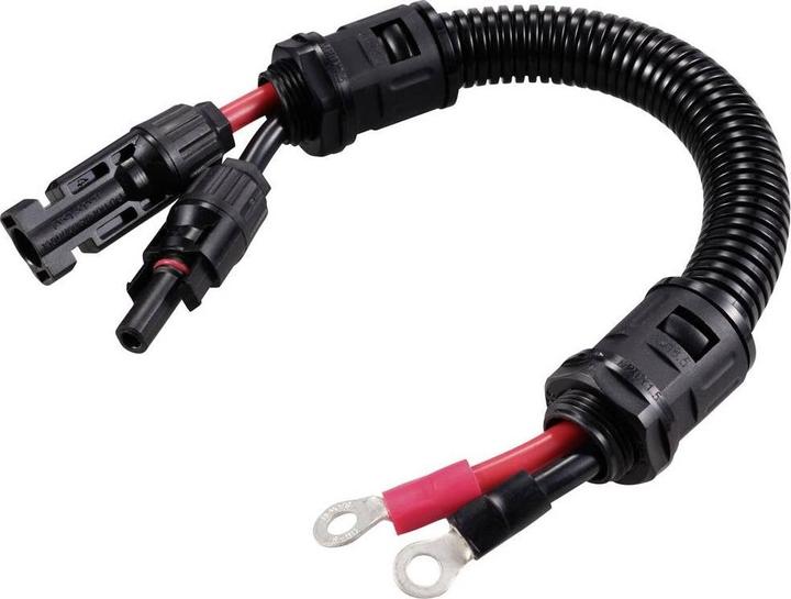 Tru Components Solarstecker auf M6-Ringkabelschuh Kabellänge 250 mm TC-12195640 Schwarz, Rot T