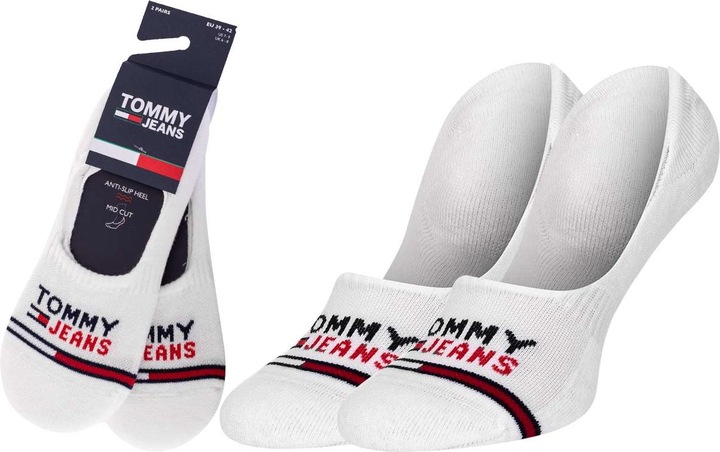 Produktbild Tommy Hilfiger Unisex-Adult Mid Cut Footie, White, 43-46 (2er Pack) (2er Pack, 43 - 46)