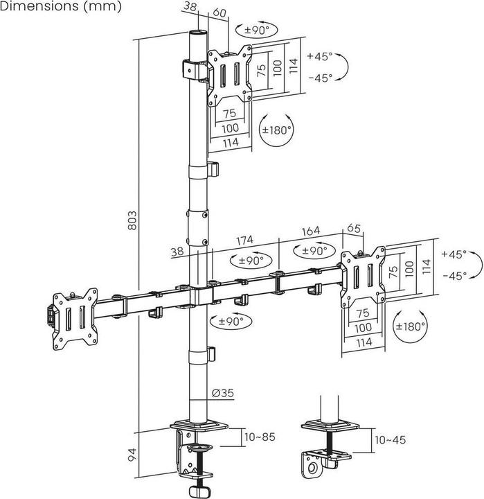 Image du produit SpeaKa Professional SP-MM-231 Monitorhalterung 43,2 cm (17") - 81,3 cm (32") Sc (Tables, 32", 10 kg)