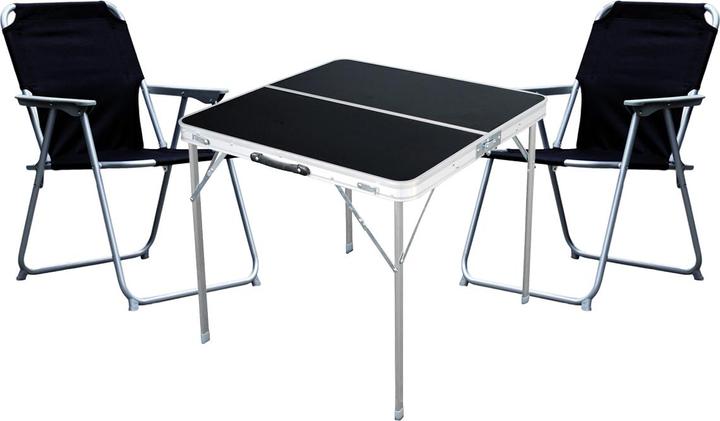 Mojawo 3-teiliges Campingmöbel Set Alu L80xB80xH70cm schwarz