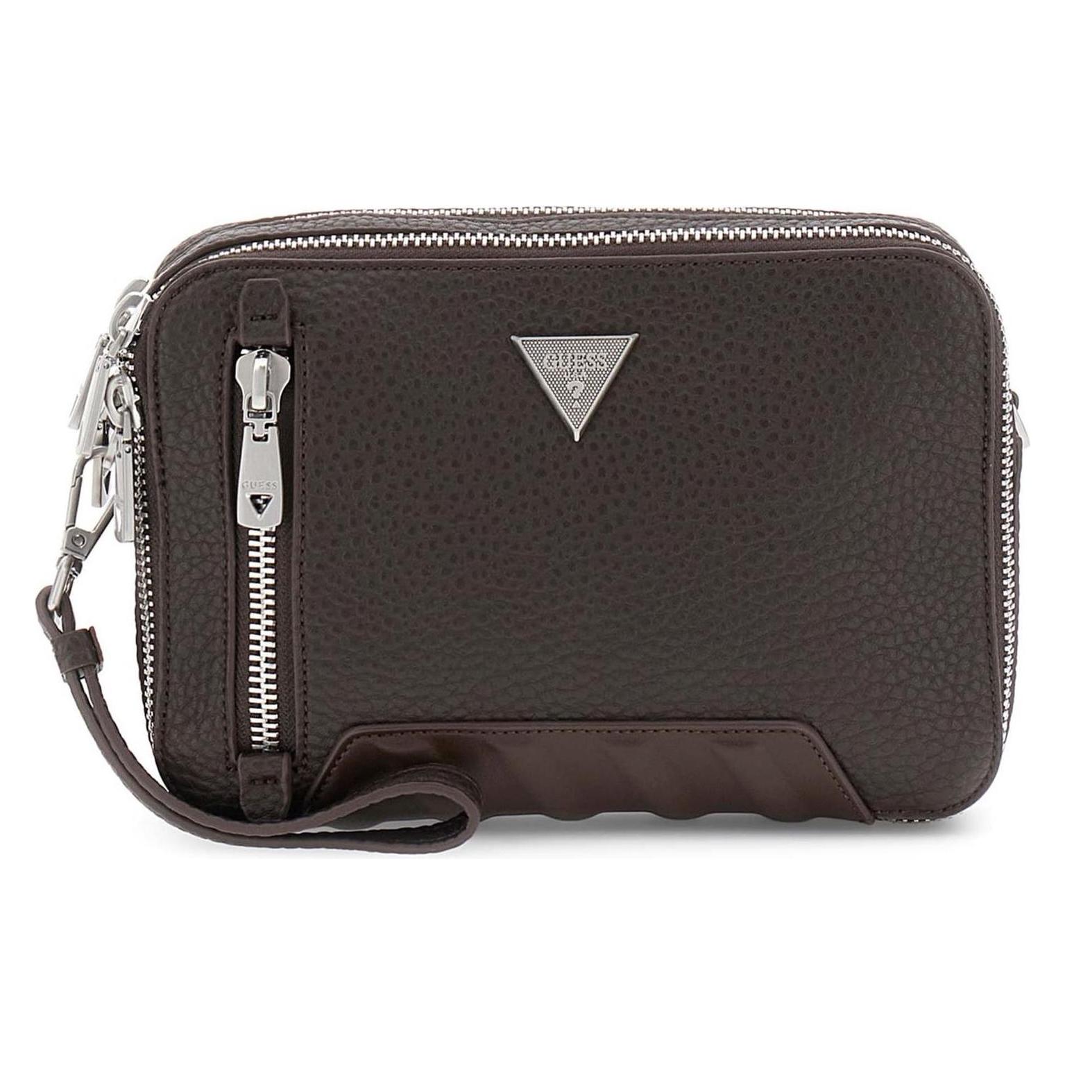 Guess, Herren, Handtasche, Torino Camera Bag Double Zip, Braun