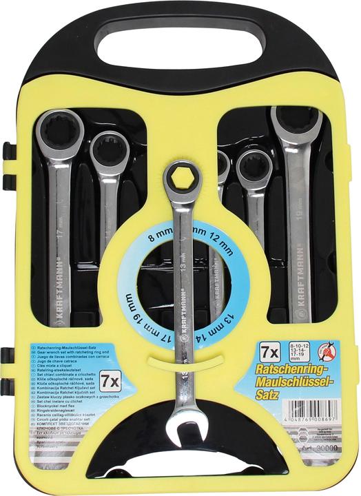 Produktbild BGS Ratschenring-Maulschlüssel-Satz SW 8 - 19 mm 7-tlg. (19 mm, 12 mm, 14 mm, 10 mm, 17 mm, 8 mm, 13 mm)