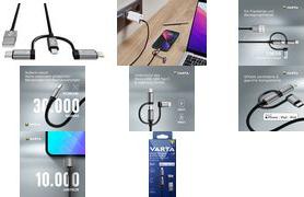 Actual product image Varta Speed Charge & Sync Cable Micro USB, USB Type C & Lightning (2 m, USB 2.0, 12 W)