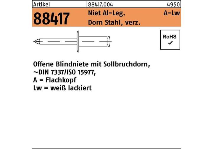 Immagine prodotto Rivetto cieco R 88417 Testa piatta