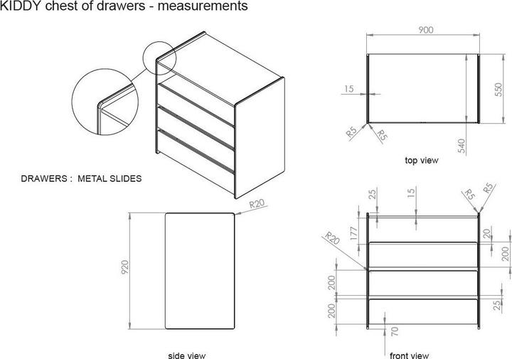 Valeurs nutritives et ingrédients Vipack Commode à langer Kiddy
