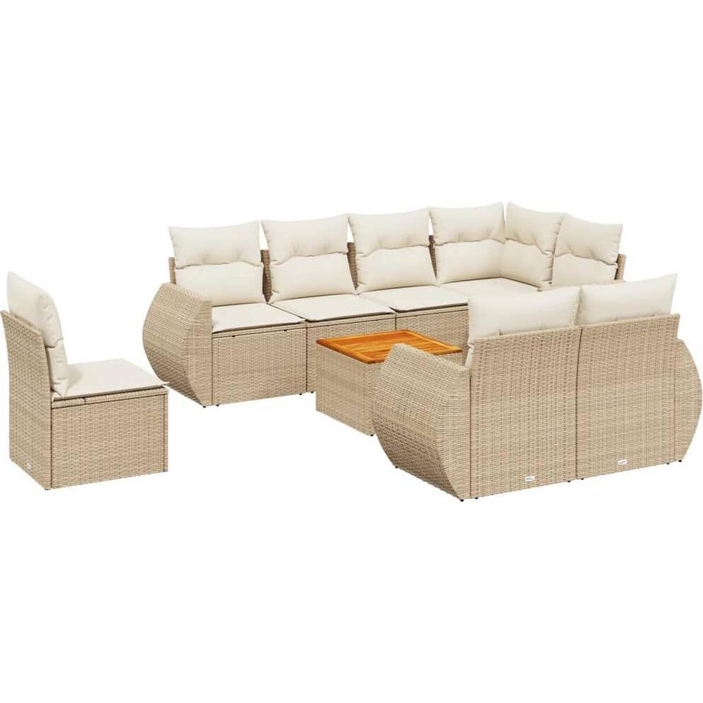 VidaXL, Gartenlounge, Gartenmöbel Sofa Garnitur Gartengarnitur Garten Sitzgruppe 9-tlg. Beige