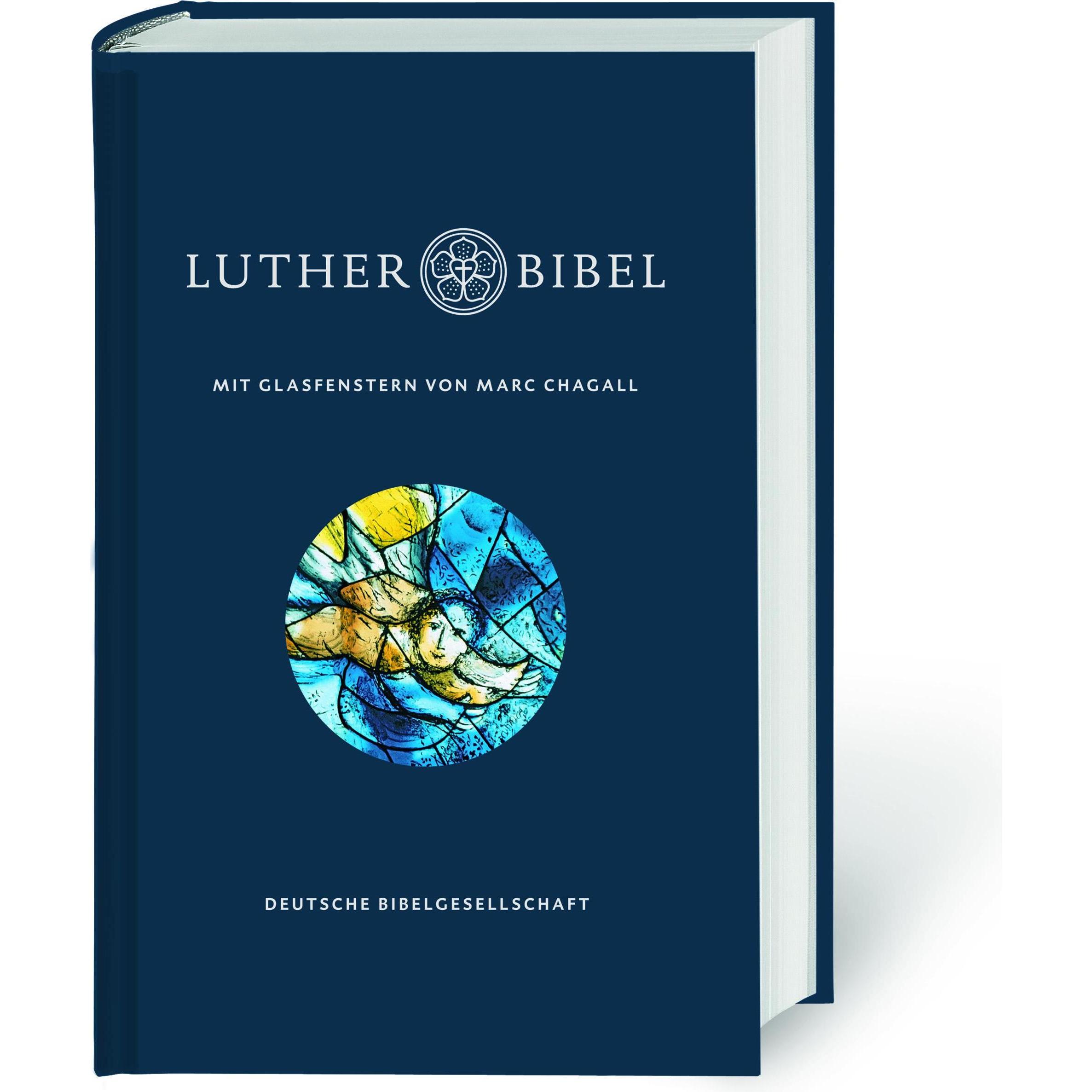 Lutherbibel mit Glasfenstern von Marc Chagall, Fachbücher von Martin Luther, Marc Chagall