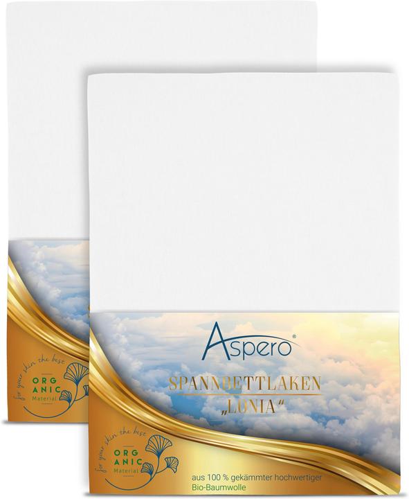 Actual product image Aspero 2 x fitted sheets made from organic cotton (180 x 200 x 35 cm)