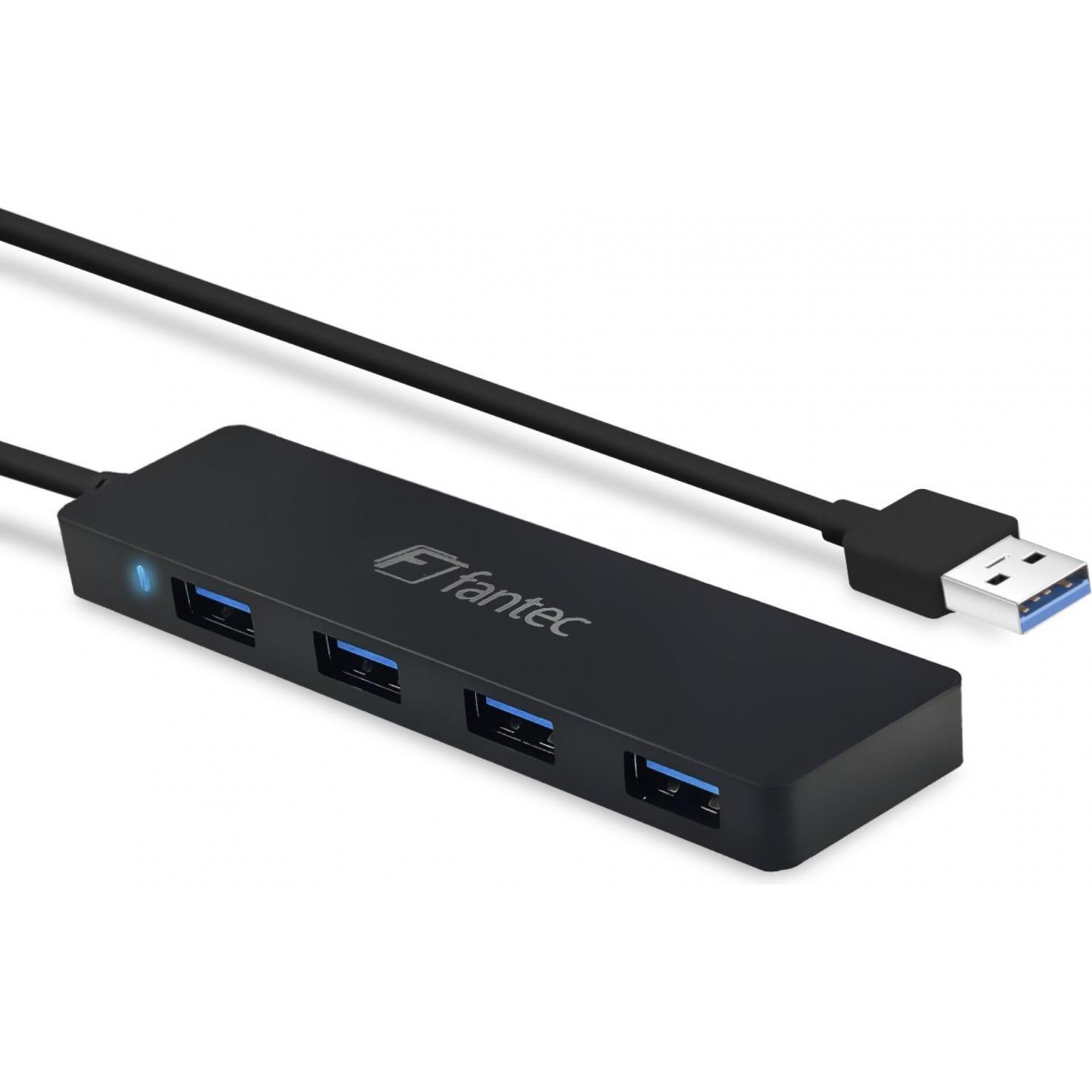 Fantec UMP-4U3-A 4x USB-A 3.0 HUB (USB-A, 4 Ports), Dockingstation + USB Hub, Schwarz