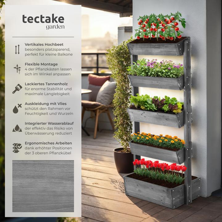Immagine prodotto tectake Aiuola verticale Flora, legno verniciato, incluso tessuto non tessuto per piante