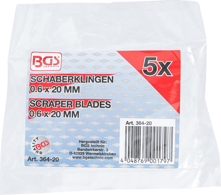 Actual product image BGS Spare Scraper Blades Set for 364 0.6 x 20 mm 5 pcs.