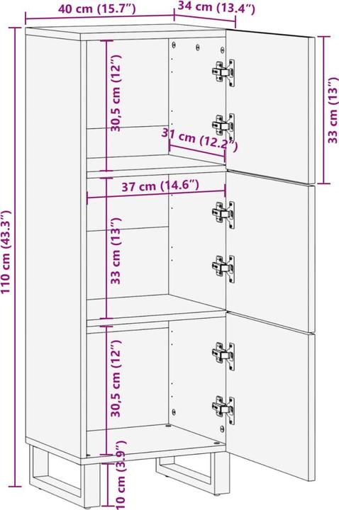 Valeurs nutritives et ingrédients vidaXL Buffet haut