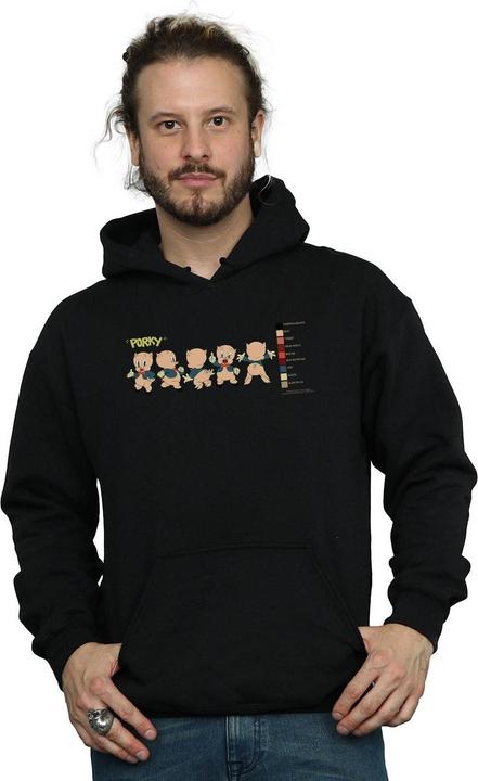 Actual product image Looney Tunes Mens Porky Pig Colour Code Hoodie (M)