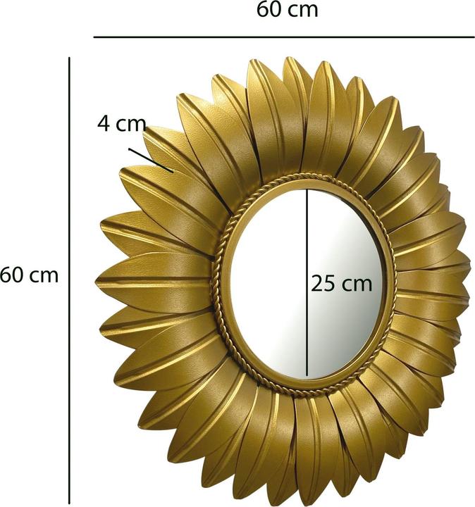 Image du produit FineBuy miroir mural miroir couloir fleur métal 60 cm miroir couloir miroir suspendu (60 x 60 x 4 cm)