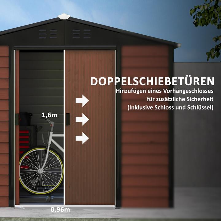 Produktbild Outsunny Gerätehaus Verzinkter Stahl Teak