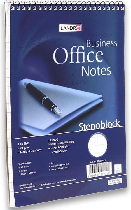 Immagine prodotto Landré Blocco steno A5 con rilegatura a spirale (A5, Righe, Nessuna rilegatura)