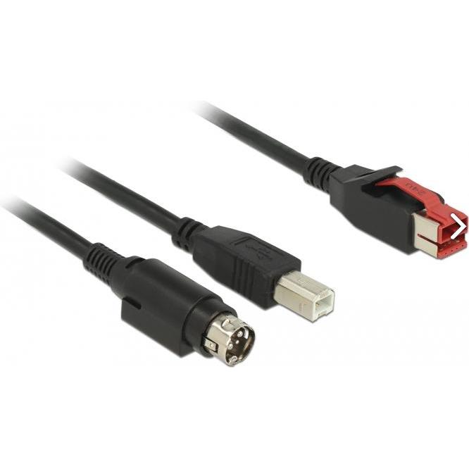 Thumbnail - Delock 85487 PoweredUSB Kabel Stecker 24 V (1 m, USB 2.0), USB Kabel