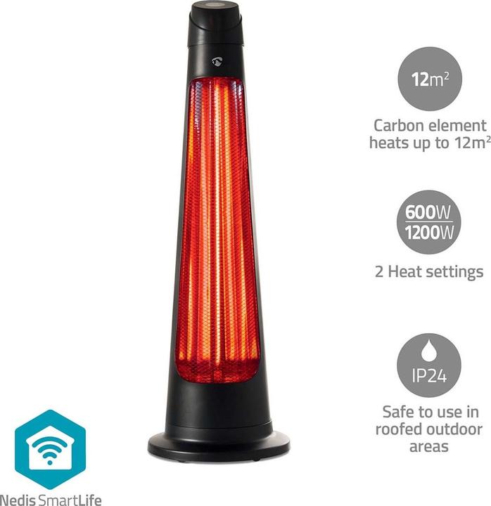 Actual product image Nedis SmartLife patio heater | Wi-Fi | 1200 W | 2 heat settings | oscillation | trip protection (1200 W)