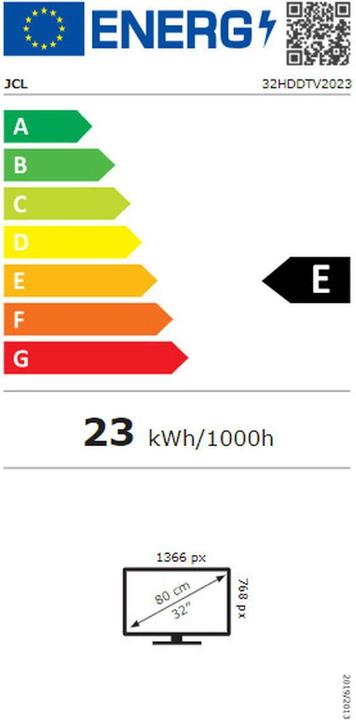 Energy Label JCL Television 32HDDTV2023 HD 32 LED (32", LED, HD)