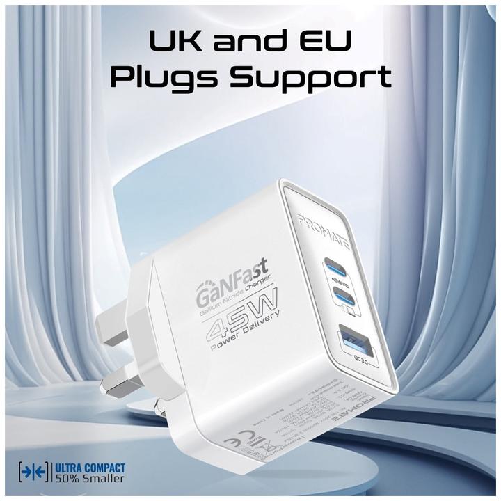 Image du produit ProMate PowerPort-45 White Ladegerät 45 Watt (45 W, 3 ports)