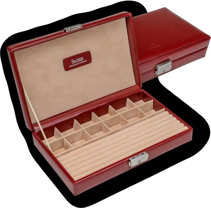 Actual product image Sacher comb. collector's case 2310.521.015043 red beige AMADORA - genuine leather (ring mouldings)