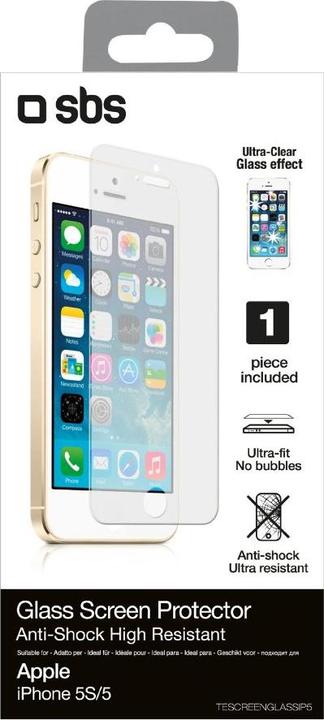 Immagine prodotto SBS Screen Protector effetto vetro e alta resistenza per SE/5s/5/5c (1 Pezzo/i, Apple iPhone 5s, Apple iPhone 5)