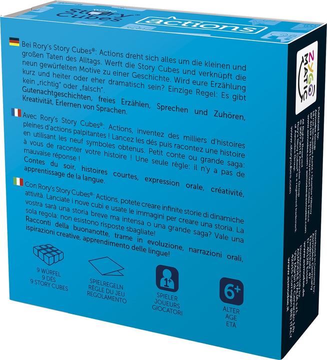 Productafbeelding Rory's Story Cubes Rory's verhaalblokjes: Acties (Frans, Italiaans, Duits)