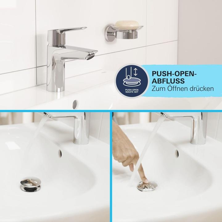 Image du produit Grohe Start QuickFix Robinet de lavabo taille M, push-open, incl. outil 3-en-1, économie d'eau, noir mat
