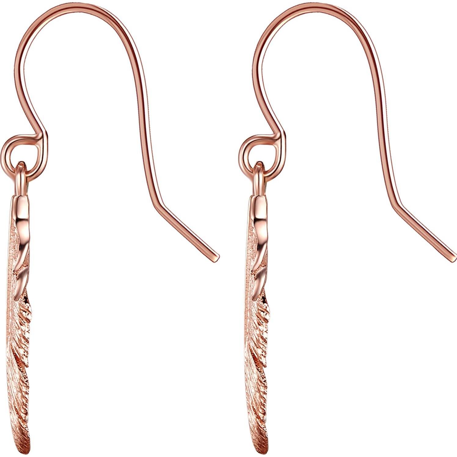 Thumbnail - Glanzstücke München, Ohrringe, Damen Feder Sterling Silber roségold - 8194, (Sterling Silber)
