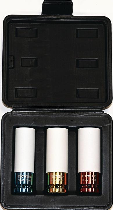 Tecwerk Kraftsteckschlüsselsatz 3-teilig 1/2 ″ lang, 6-kant (17 mm, 19 mm, 21 mm)