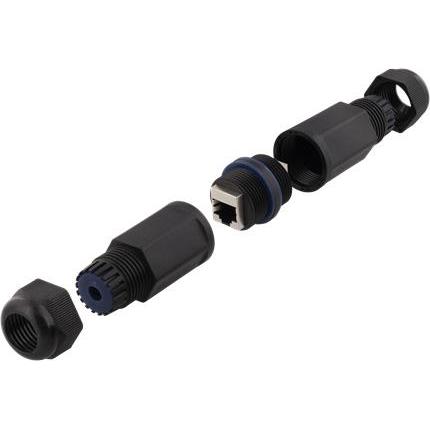 Thumbnail - Deltaco waterproof coupler 2x Cat6 RJ45 jacks shielded IP67 black (CAT6), Netzwerkkabel