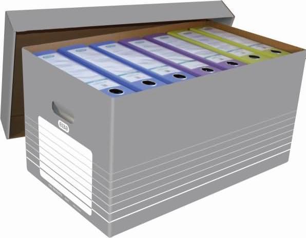 Elba tric archive and transport box for A4, grey-white made of sturdy corrugated cardboard, dimensions: (A4)