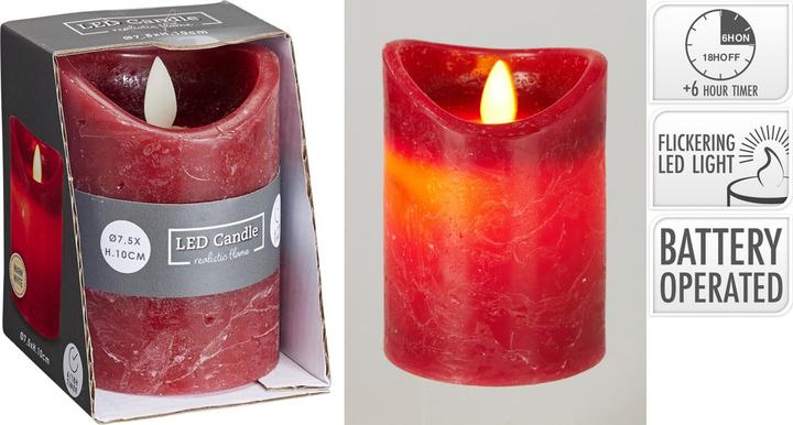 Actual product image Mojawo 4x LED Stumpenkerze Adventskranz Kerze Echtwachs Ø7x10cm Rot Batterie (4 x)