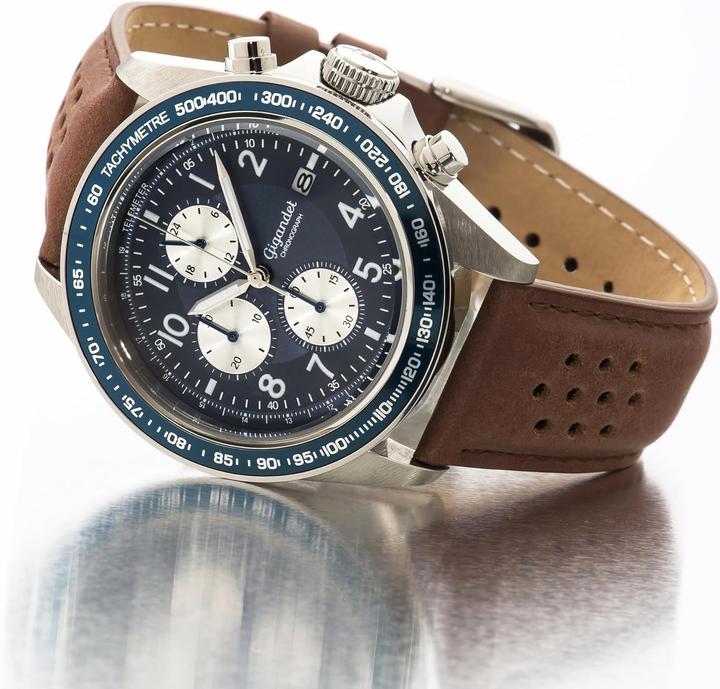 Produktbild Gigandet Analoge Chronographenuhr mit Lederarmband und 100 Meter Wasserdichtigkeit (Analoguhr, Chronograph)