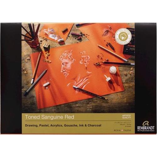 Thumbnail - Rembrandt, Heft + Block, Malblock Toned A4, 50 Blatt, Rot (A4)