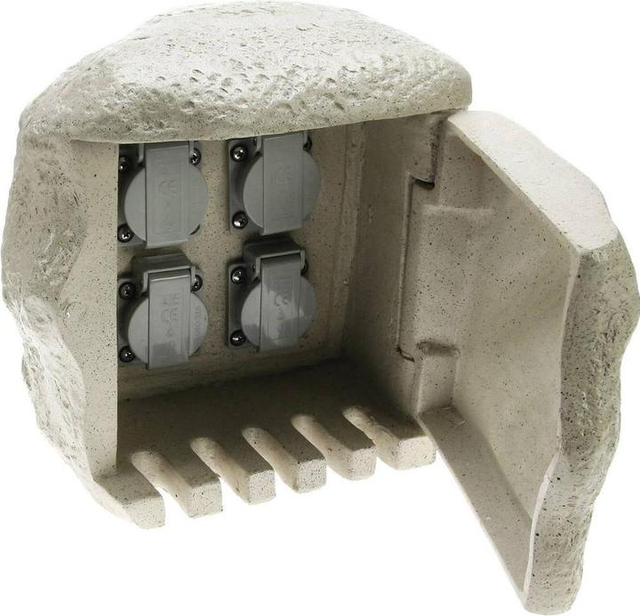 Image du produit Heitronic 36314, Prise de courant quadruple pour câble de terre, plastique, aspect granit