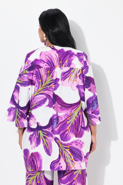 Produktbild Ulla Popken Jacke, Blüten, V-Ausschnitt, 3/4-Arm (46, 48)