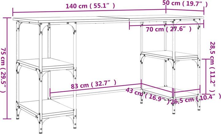 Produktbild vidaXL Schreibtisch (50 x 140 x 75 cm)