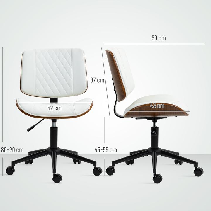 Produktbild Homcom Bürostuhl Kunstleder, Schaumstoff Weiss (45 - 55 cm)
