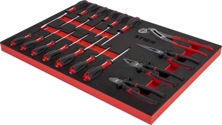 Immagine prodotto Stier Set di giraviti e pinze 17 pezzi in inserto di espanso morbido (EVA) (17 x)