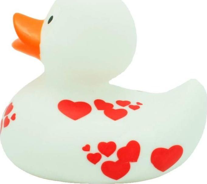 Actual product image Sombo Bath duck white with red hearts