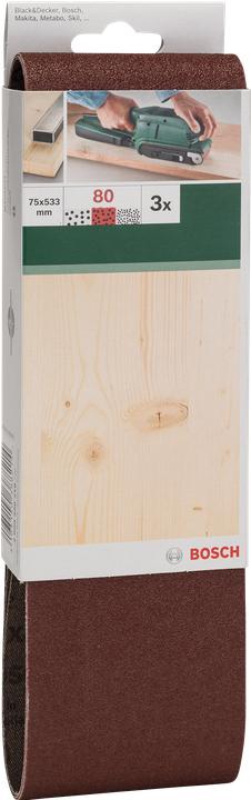 Actual product image Bosch Zubehör 3-piece sanding belt set for belt sander, red quality K = 60 (60)