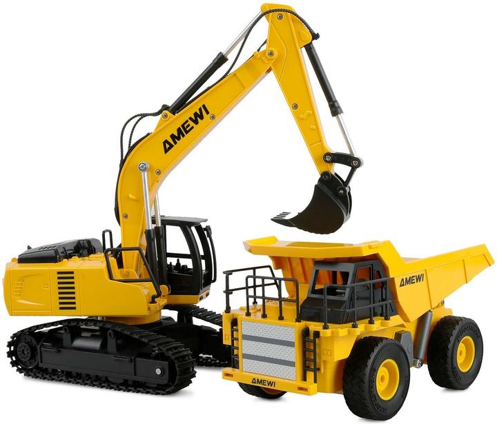 Amewi 2-in-1 Set Kipper & Kettenbagger 9-Kanal 1:24 RTR (RTR Prêt à fonctionner)