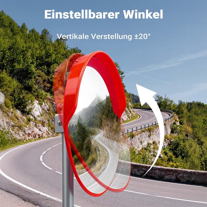 Actual product image Wiltec Verkehrsspiegel 30cm Konvexspiegel Schutzhaube Orange Sicherheitsspiegel (1 x 30 cm)