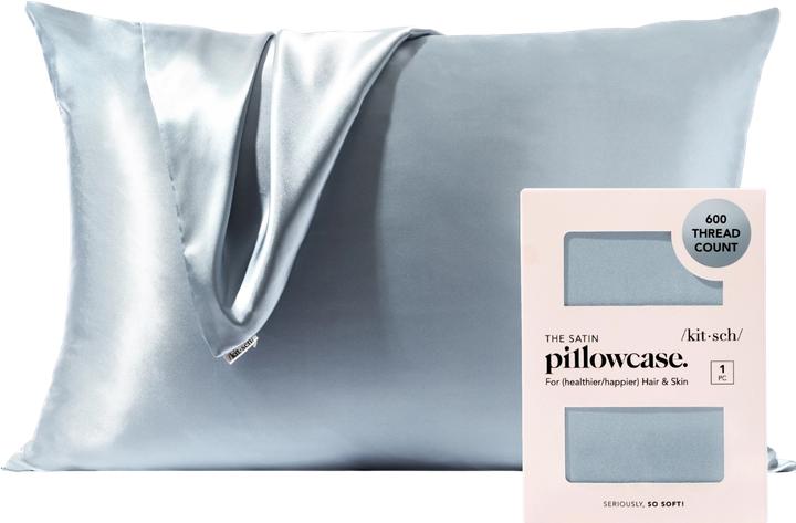 Kitsch Satin Kissenbezug Queen Haze Blue (Taie d’oreiller, 66 x 48 cm)