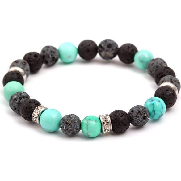 Agato, Bracciale, - Lava stone and turquoise bead bracelet MINK100/18