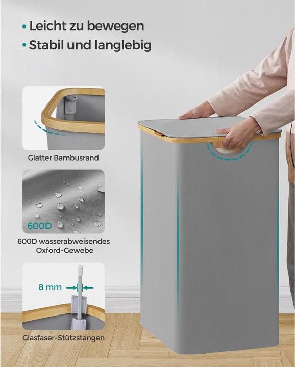 Actual product image Songmics Wäschekorb, Grau (130 l)