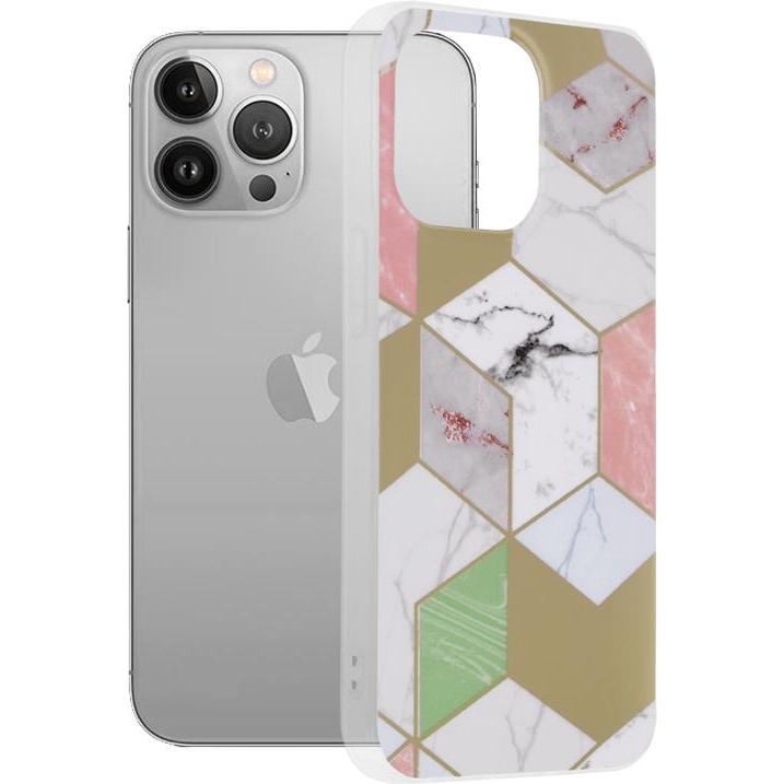 Techsuit - Marble Series - iPhone 13 Pro - Purple Hex (Apple iPhone 13 Pro), Cover smartphone, Viola