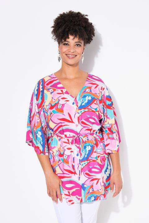 Produktbild Miamoda Kimonobluse, A-Linie, Alloverdruck, Taillen-Tunnelzug (50, 52)