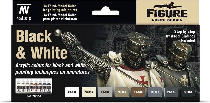 Produktbild Vallejo Model Air Black White Set (Beige, Schwarz, Weiss, Elfenbein, Grau, Braun, 17 ml)